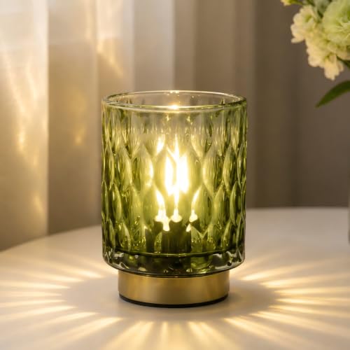 Battery Operated Table Lamp,Cordless Small Decorative Lamp,Green Gradient - color: Crystal-Green