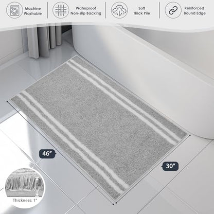 PURRUGS Bathroom Rug, Bath Mat, 30" x 46", Light Grey - color: Light Grey, size: 30" X 46"