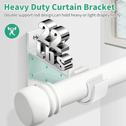 KOLAKO Curtain Rod Bracket, 1 Inch Heavy Duty Curtain Rods Holder Hooks Wall Mount Drapery Pole Support Brackets, 8 Pack - color: White, size: Set of 8