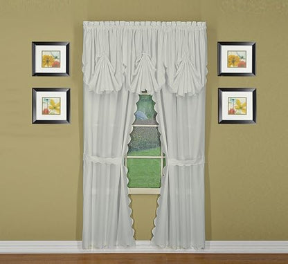 Today's Curtain CA2003K Orleans 54" Panel Pair with Tiebacks Tambour Scallop Edge Curtain, White, 60" W x 54" L/TB - color: White, size: 60"W x 54"L (Pack of 1)