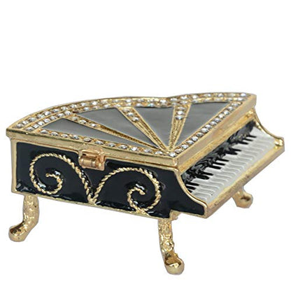 Musical Piano Trinket Box Jewelry Box Hand Painted Decorative Box with Hinged Lid Ring Earring Holder Table Figurine Collectible - color: Piano