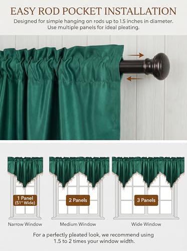 Molaxhome Swag Curtain Scalloped Curtain Valance Drape Sheer Lace Panel 1pc - color: Cloth Green