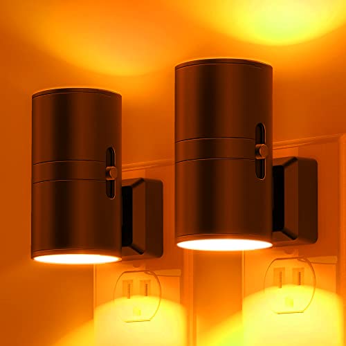 L LOHAS LED Night Light, Amber Nightlight,Dimmable Night Light,Light Sensor - color: Amber, size: 2 Pack