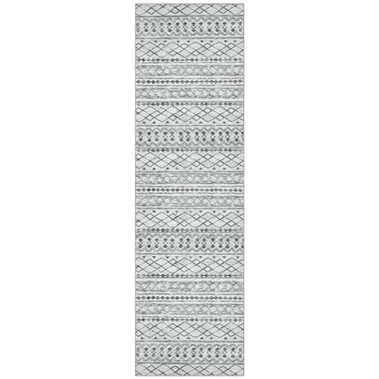 KUTA Boho Washable Runner Rug 2x7 Grey White Moroccan - color: Grey, size: 2' x 7' (Runner)