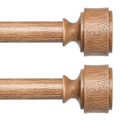 2 Pack Wood Curtain Rod 36-91 Inch, Boho Faux Wood Drapery Rods - color: Wood, size: 36"-91" (2 Pack)