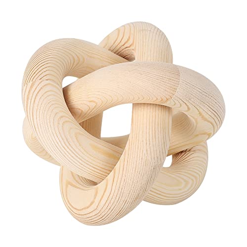 Wood Knot Chain Link Decor - 3 Link Boho Wooden Hand Carved Decorative Wooden Links Knots for Coffee Table Entryway Modern Farmhouse Shelf Decoration - color: Wood Color