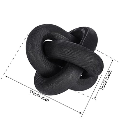 Jlong Wood Knot Decor Chain Link Modern Farmhouse Boho Coffee Table Accent - color: Black