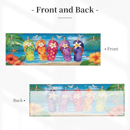 Beach Curtain Valance 54x18 Inches Window Treatment Rod Pocket Valance for Kitchen Bathroom Bedroom - color: Beach