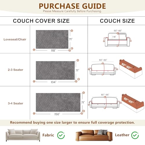 STACYPIK Waterproof Couch Cover for Sofa, Scratch Resistant Gray Sofa Cover - color: A-waterproof-grey, size: XX-Large Size(71" X150")