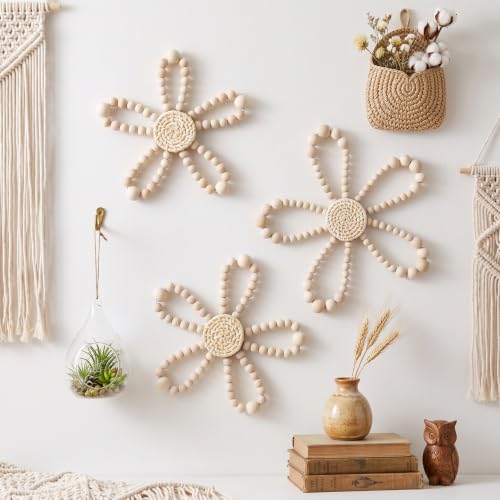 AceOrbit 3 Pcs Boho Daisy Flower Wall Decor, 6.69'', 7.87'', 9.84'' - size: 9.84'', 7.87'', 6.69', style: Wildflower