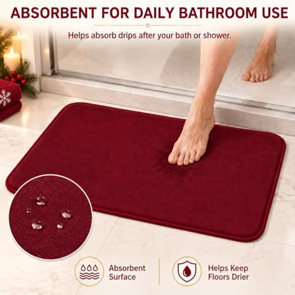 RUN HELIX Bathroom Rugs Sets 3 Piece, Soft Absorbent Memory Foam Bath Mats Set, Dry Fast Bath Mat, Machine Washable Bath Rug Set for Bathroom （Maroon） - color: Maroon