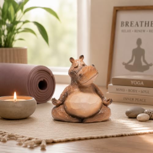 Hodao Meditating Hippo Figurine, Zen Animal Statue, Mindfulness Desk Decor - color: Meditation Hippo