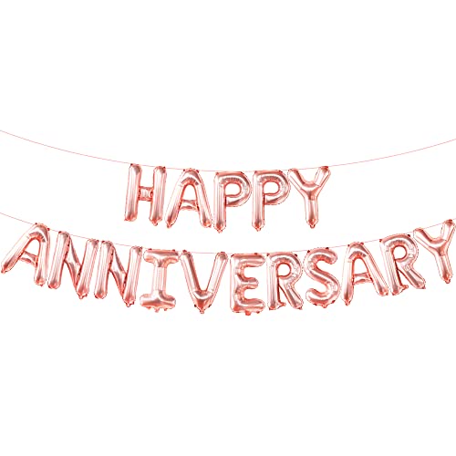 KatchOn Rose Gold Happy Anniversary Balloons Letters 16 Inch - style: Rose Gold