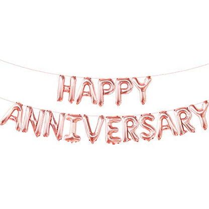 KatchOn Rose Gold Happy Anniversary Balloons Letters 16 Inch - style: Rose Gold