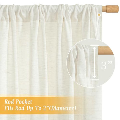 LAMIT Cafe Linen Curtains 24 Inch Length for Small Windows 2 Panels, Cream - color: Rod Pocket - Cream, size: 29"W x 24"L (Pack of 2)