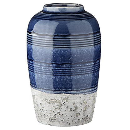 Decorative Ceramic Vases for Home Decor Two Tone Boho Flower Vase for Table Centerpieces Big Blue Pottery Vase Table Flowers Decor Vase Living Room Shelf Fireplace - style: Rustic Blue