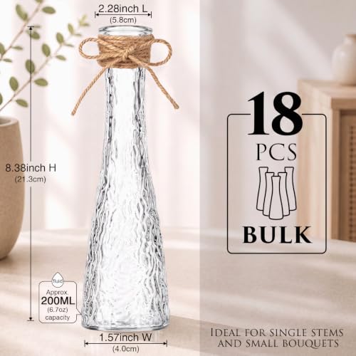 Set of 18 Clear Glass Bud Vases for Centerpiece, Water Ripple - color: Clear, size: Water Ripple