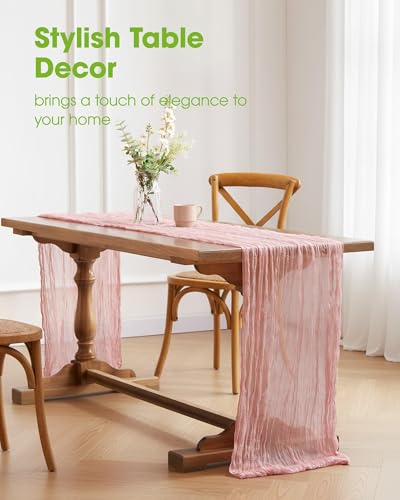 Pureegg 12 Pack Cheesecloth Table Runner 120 Inch Dusty Pink - color: Dusty Pink, size: 120" - 12 Packs