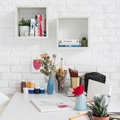 Kaboon Cube Floating Shelves Set2, Display Shelves Wall Mount 7.75" D x 12.5" W x 12.5" H, (Sea Salt, Square 2 Cubes) - color: Sea Salt, size: Square-Set2