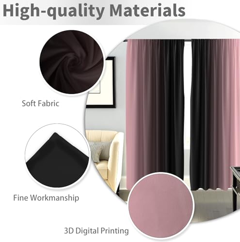 Black Pink Curtains, Ombre, 2 Panels, 42" W x 63" L, Rod Pocket - color: New Pink, size: 42"W x 63"L (Pack of 2)