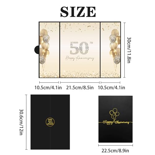 DARUNAXY Black Gold Happy 50th Anniversary Alternative Signature Guest Book - color: Black Gold 50th Anniversary