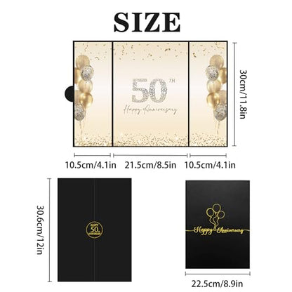 DARUNAXY Black Gold Happy 50th Anniversary Alternative Signature Guest Book - color: Black Gold 50th Anniversary
