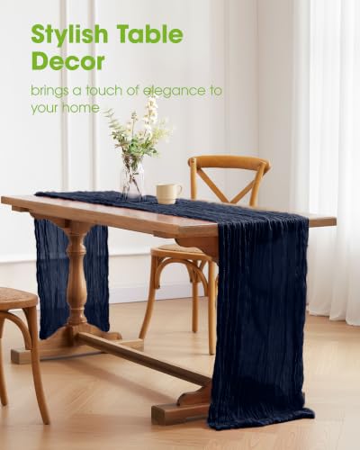 Pureegg 2 Pack Cheesecloth Table Runner 120 Inch Navy Blue - color: Navy Blue, size: 120" - 2 Packs