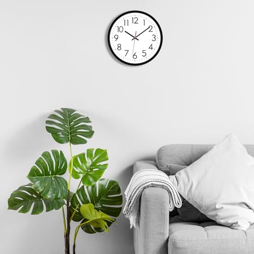 Lumuasky 4 Pack Black Wall Clock,12 Inch Silent Battery Operated Non Ticking Quartz Round Analog Classic Clock Modern Design for Home Office Classroom School Living Room Bedroom - color: Black-4, size: 12 Inch