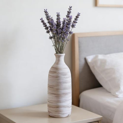 ALMA 10" Small White Ceramic Vase, Boho Flower Vases for Pampas Grass - color: Narrow Neck-white-10"