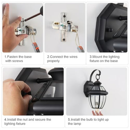 Solid Brass Outdoor Wall Light Fixtures, 12.6", 1-Pack - color: Black - 1 Pack, size: 12.6 inch