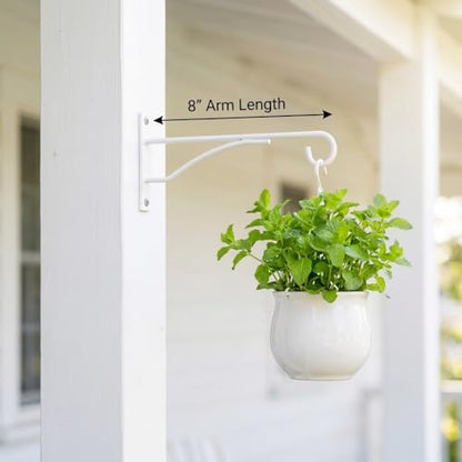 Eyrosa 8" Plant Hangers Hanging Hooks Minimalist 6 Pack, White - color: White