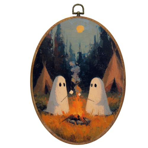Mcehtle Halloween Ghost Couple Camping Wall Art Decor Framed 8.6x11.4 - color: Colour 34