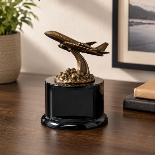 Premium Black Gloss Display Pedestal Base – Weighted Round Stand for Trophies, Figurines & Crafts - size: Medium