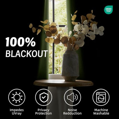ChrisDowa Olive Green Blackout Curtains 63 Inches Long 2 Panels for Bedroom - color: Olive Green, size: 40"W x 63"L (Pack of 2)