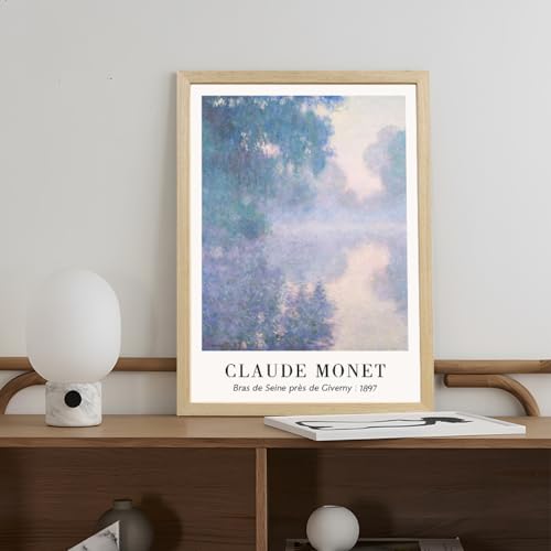LLEEMPI Claude Monet Water Lilies Wall Art Set of 3, 12x16 Framed Prints - color: MonetWaterLily(Wood), size: 16"L x 12"W