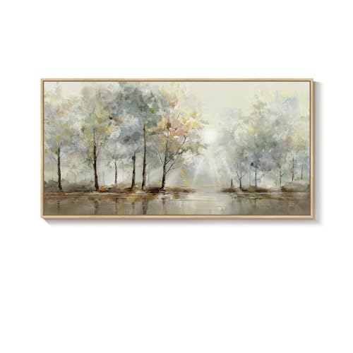 Large Framed Modern Nature Landscape Wall Art for Living Room, 60x30 Inch - color: Yellow and Brown