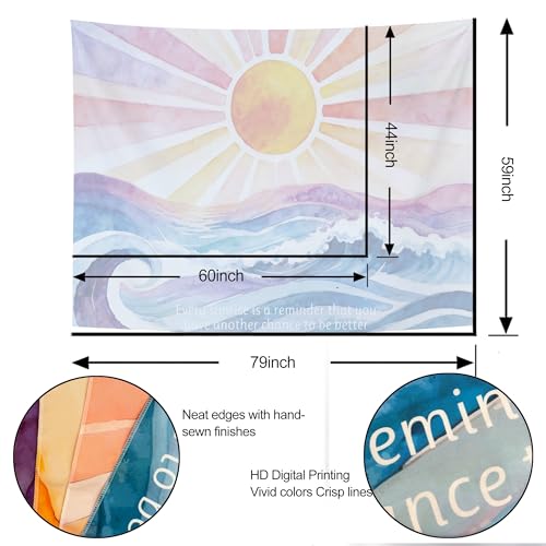 KJHL Boho Sun Tapestry Mental Health Wall Hanging for Bedroom 60" x 44" - color: Colourful, size: 60"L x 44"W
