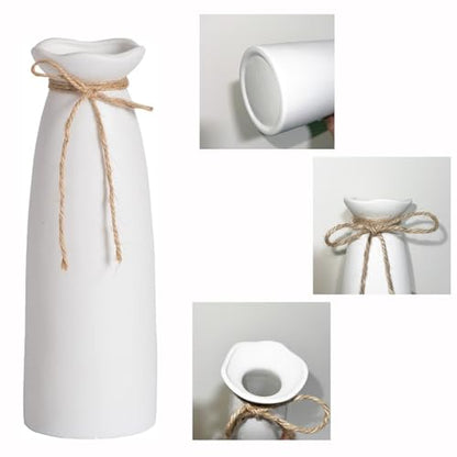 White Ceramic Vase-Flower Vase Dried Flower Vase for Modern Home Decor, Fit for Foyer Living Room Fireplace Bedroom Kitchen,Decent Gift, 8.27" H
