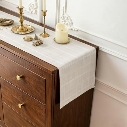Linen Textured Table Runner, White Table Runners 36 Inches Long - color: White, size: 13×36 Inch