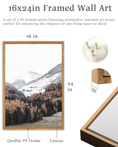 UPWOIGH Alpine Lake Framed Wall Art Set of 3, 16 x 24 Inch - color: Grey Mountain, size: 24"L x 16"W