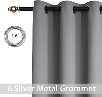 Yakamok Grey Room Darkening Curtains 42x63 inch Gray Grommet-Living Room - color: Grey, size: 42"W x 63"L (Pack of 2)