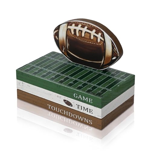 Smile Fall Wooden Decor Signs Football FALL Y'ALL Tiered Tray Tabletop Signs for Autumn Harvest Thanksgiving Game Day Decor - style: Football