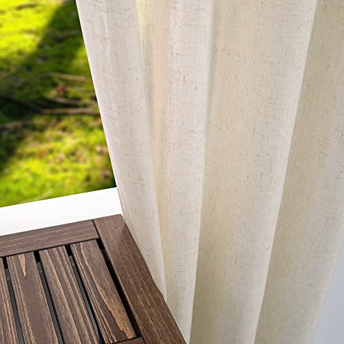 KOUFALL Tan Beige Bronze Grommet Linen Blend Sheer Curtains 52x45 Inches Long for Bedroom - color: Linen, size: 52"W x 45"L (Pack of 2)