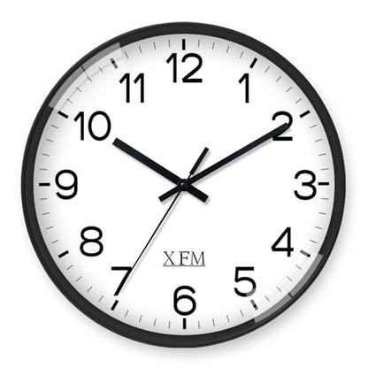 XFM 10 Inch Modern Small Wall Clocks Battery Operated Silent - color: Black, size: 10 Inch-1pcs