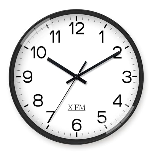 XFM 10 Inch Modern Small Wall Clocks Battery Operated Silent - color: Black, size: 10 Inch-1pcs