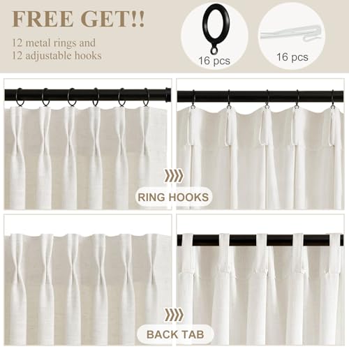 AUSSPVOCT Pinch Pleated Extra Wide Curtains for Living Room 96 Inch Long - color: Beige White, size: 70"W x 96"L (Pack of 1)