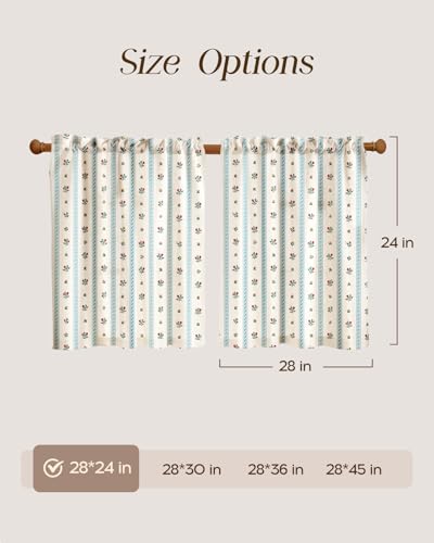 Miss Adola 24 Inch Length Kitchen Tier Curtains, Blue Striped - color: Blue Striped, size: 28"W x 24"L (Pack of 2)