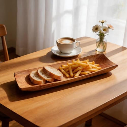 22.8" Decorative Tray Wood Dough Bowl, Long Fruit Bowl,Large