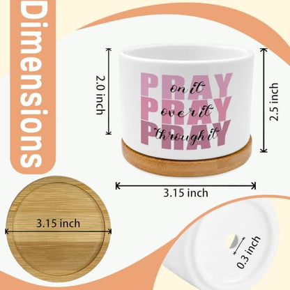 Pink Christian Plant Pots, Pray on It Pray Over It Bible Scripture Ceramic Succulent Flower Planters(No Plants) - color: Psalms a