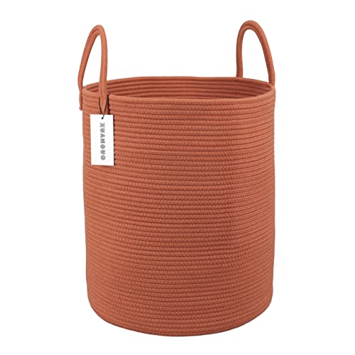 XUANGUO Cotton Rope Laundry Basket Hamper for Clothes Large Rust Red - color: rustic, size: Regular